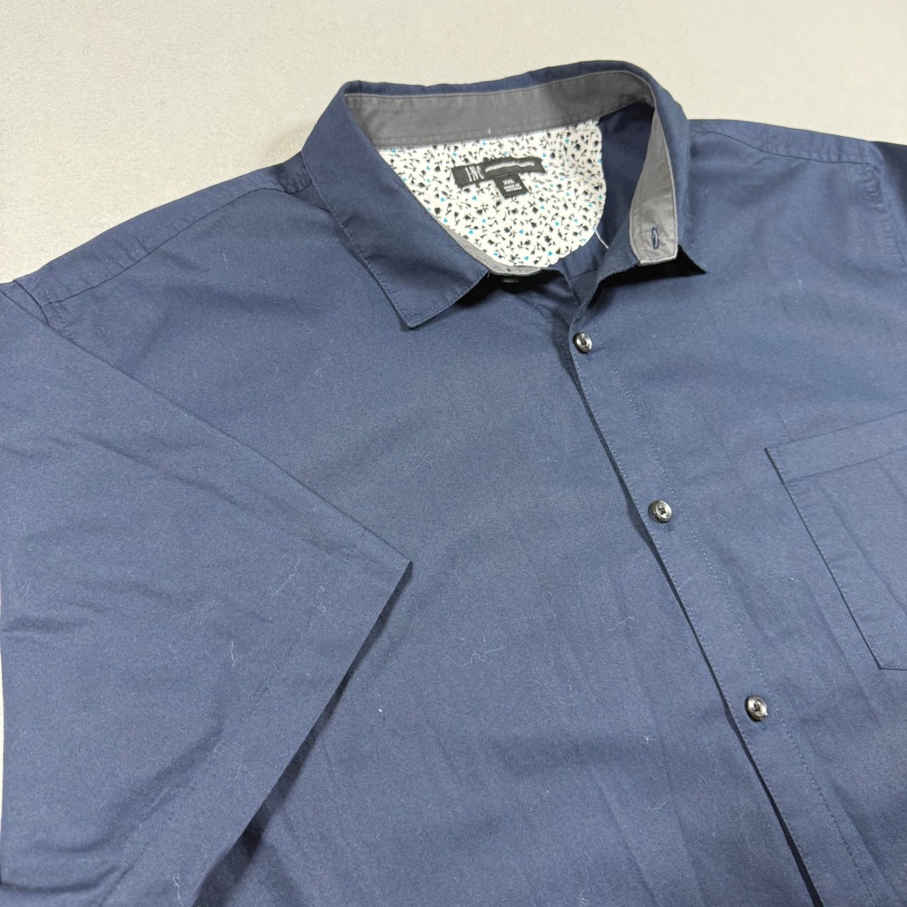 INC International Concepts Mens Navy Blue Short Sleeve Button Down Shirt XXL